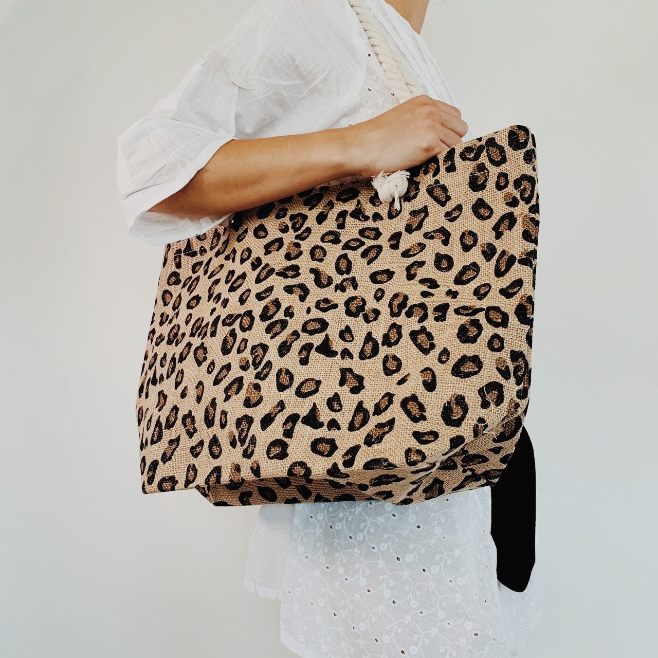Borsa In Raffia Leopardata