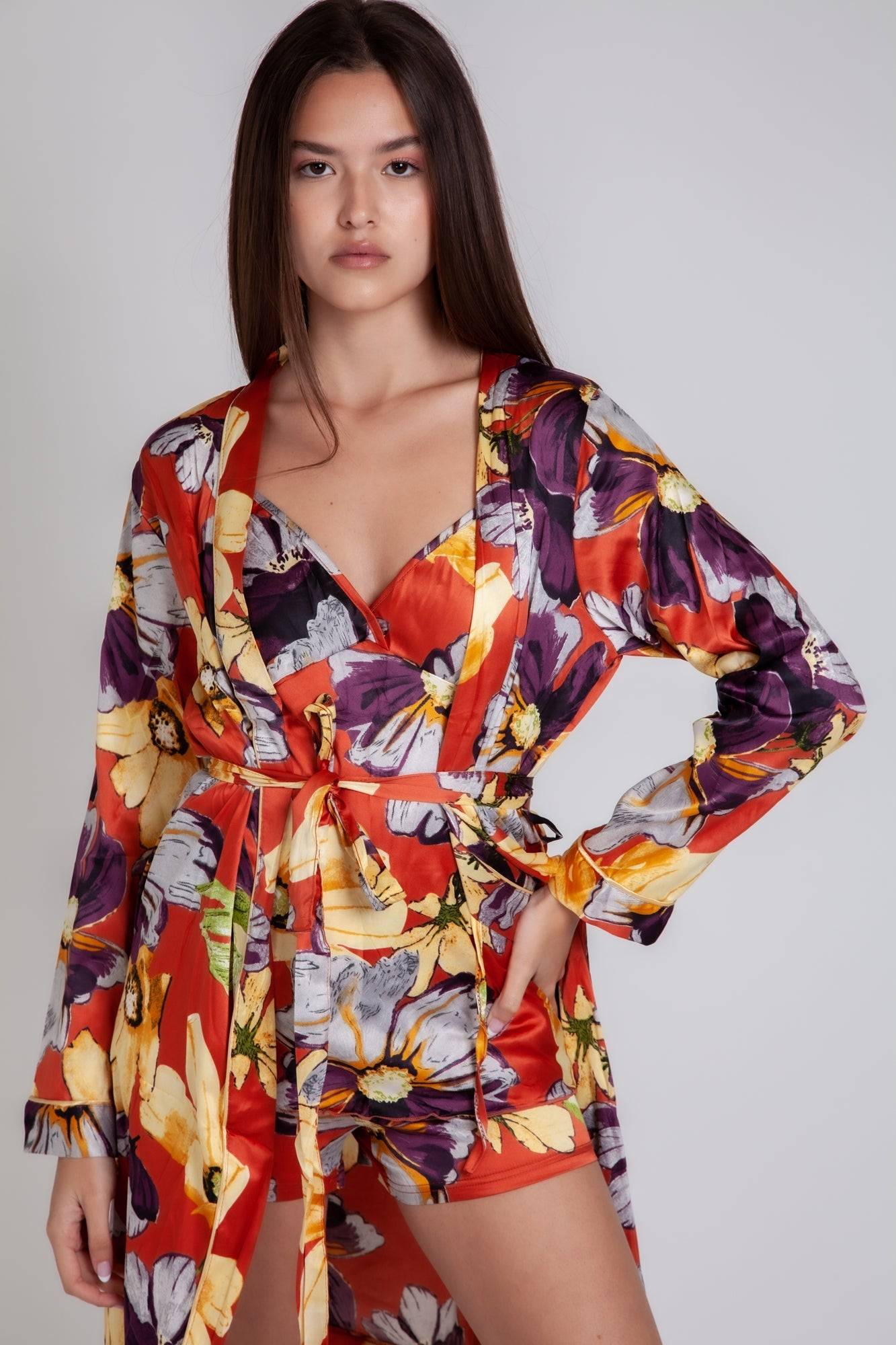 Pigiama donna in raso a fiori gigilovers