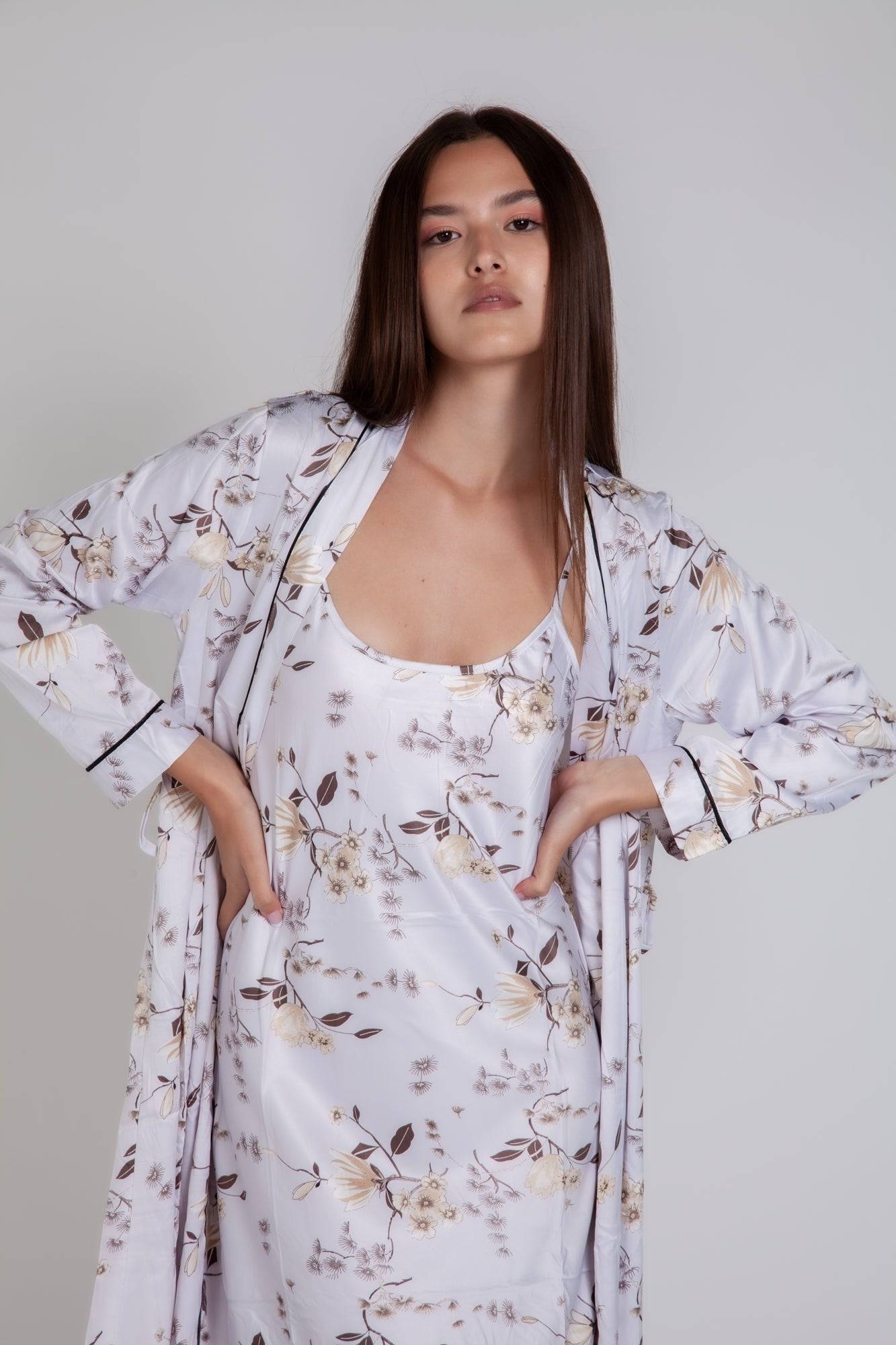 Pigiama donna in raso a fiori gigilovers