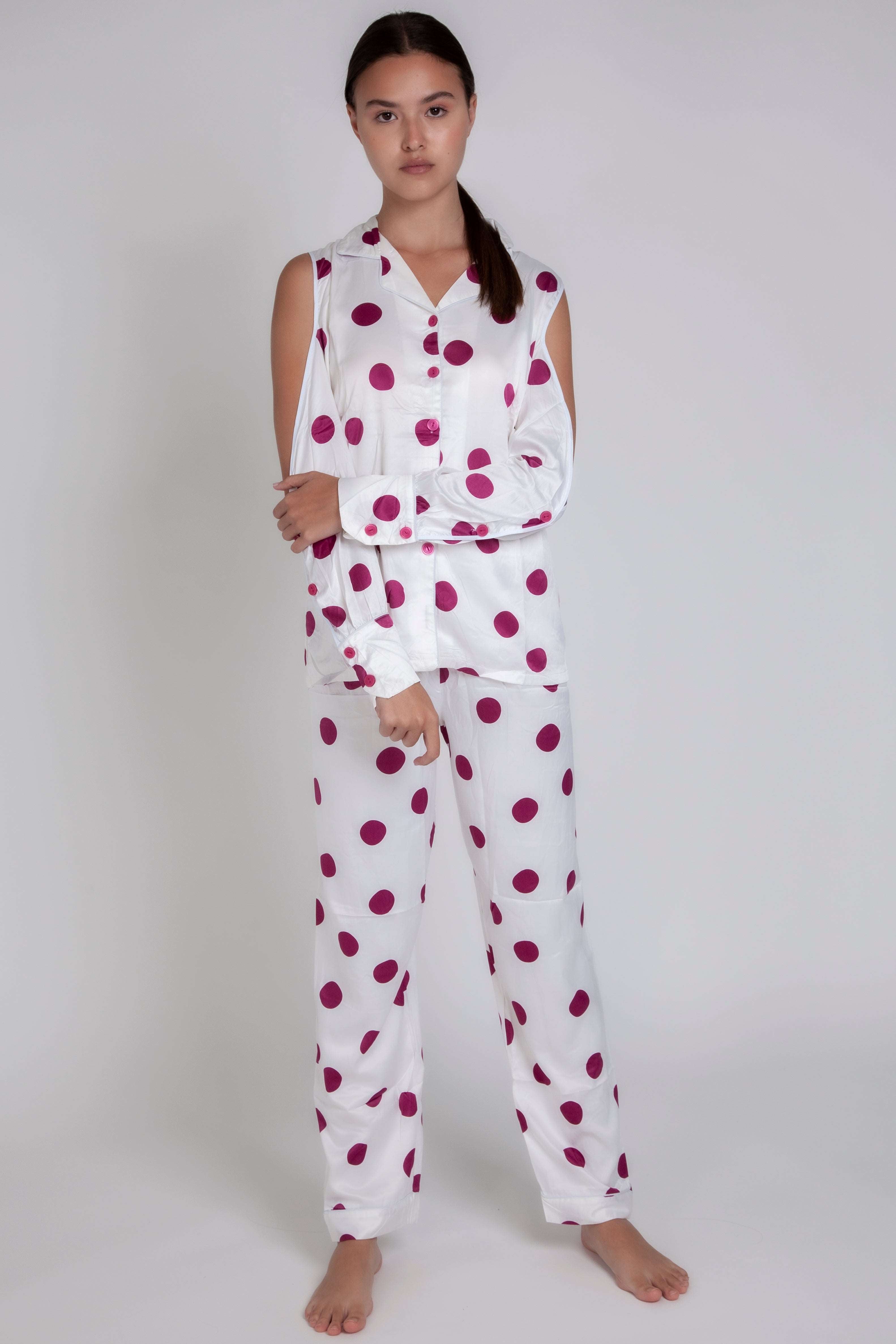 Pigiama donna in raso a pois gigilovers