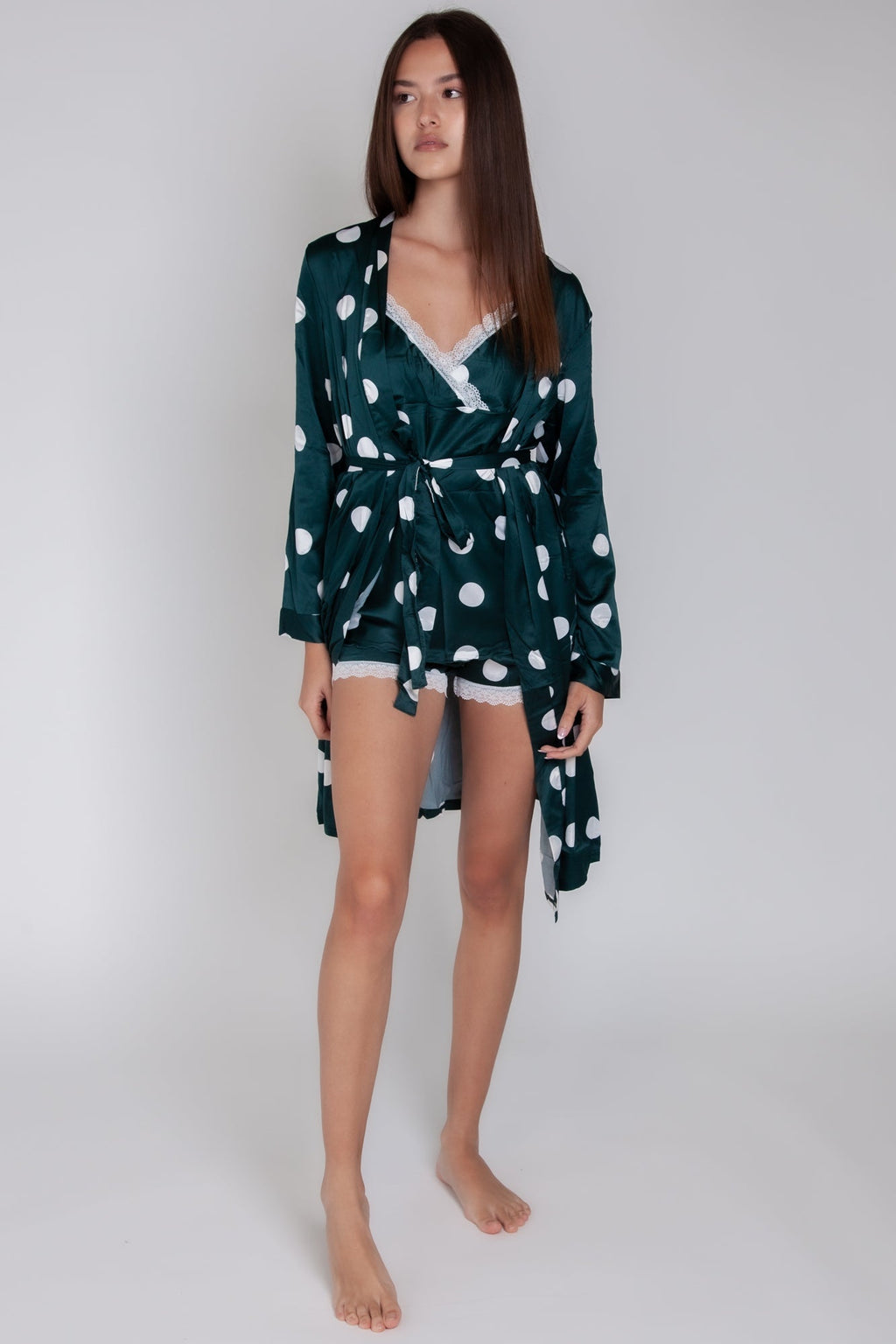 Pigiama donna in raso bianco a pois gigilovers