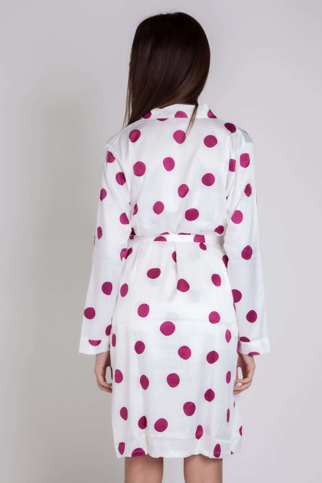 Pigiama donna in raso bianco a pois gigilovers