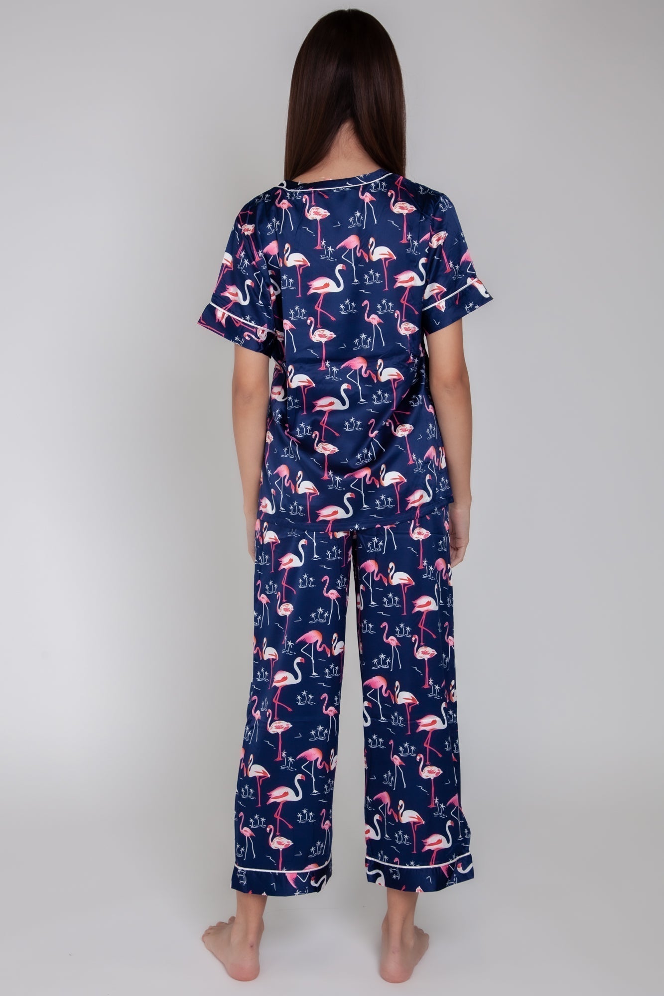 Pigiama donna in raso con fenicotteri gigilovers