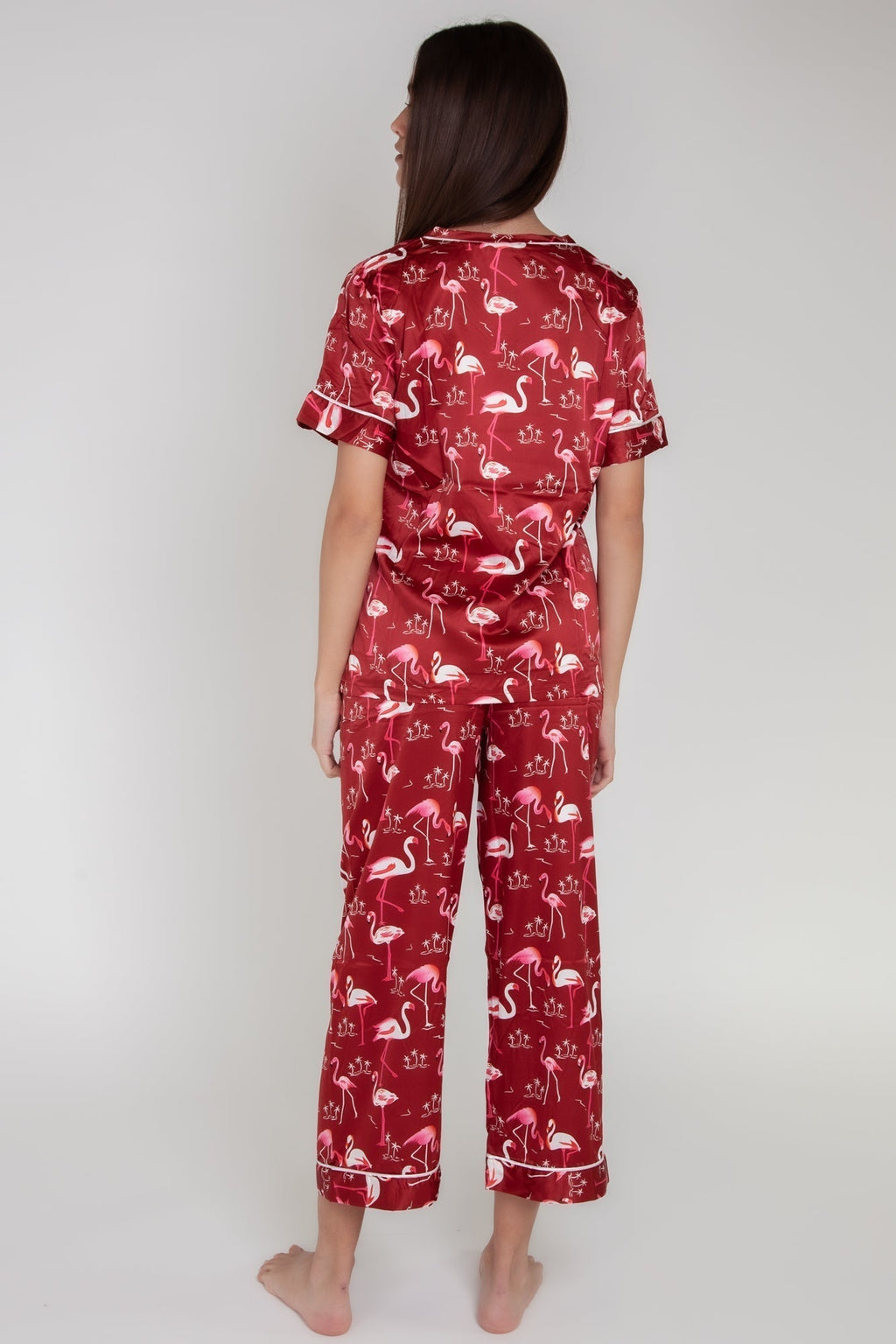 Pigiama donna in raso con fenicotteri gigilovers