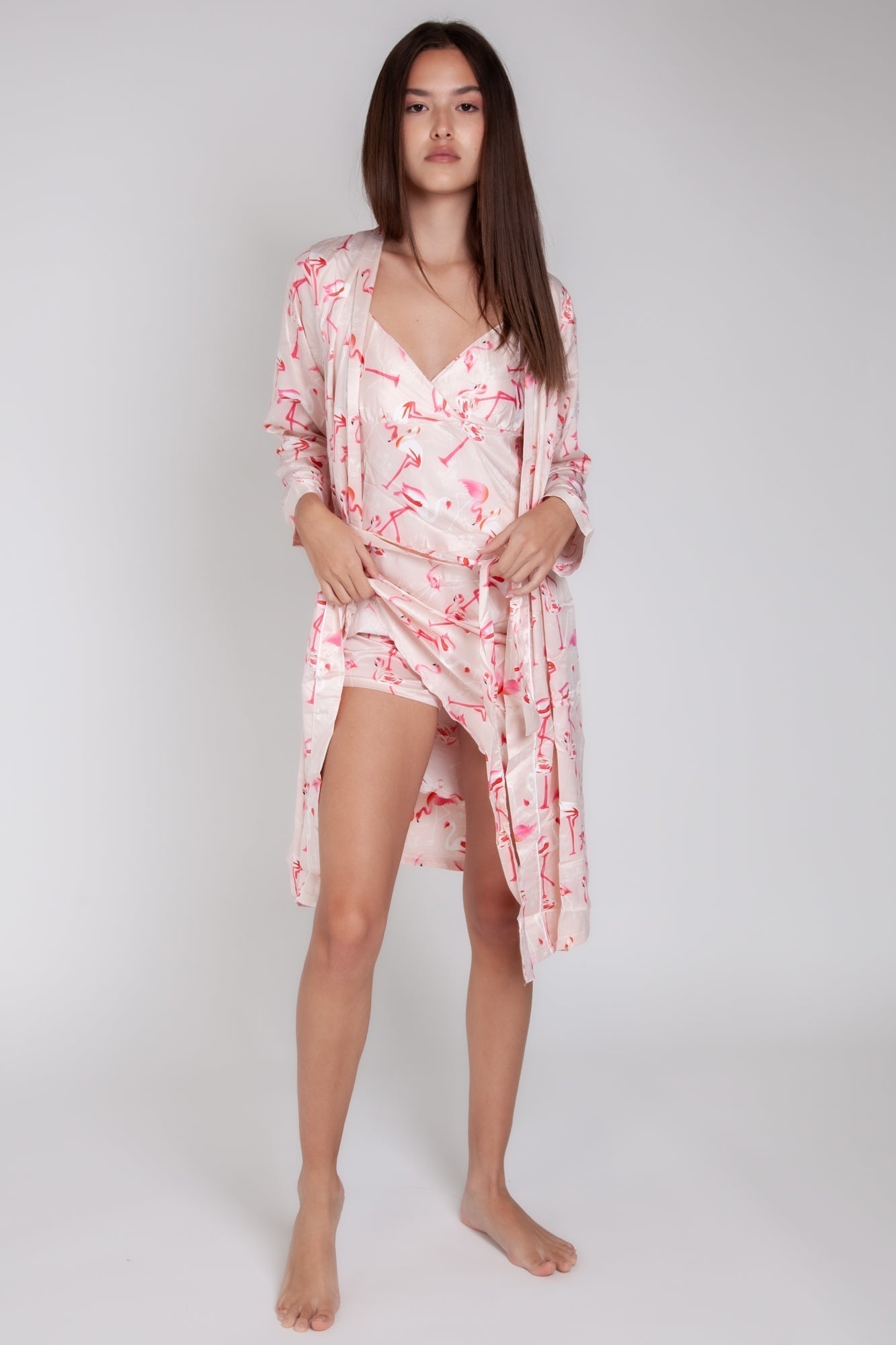 Pigiama donna in raso con fenicotteri gigilovers