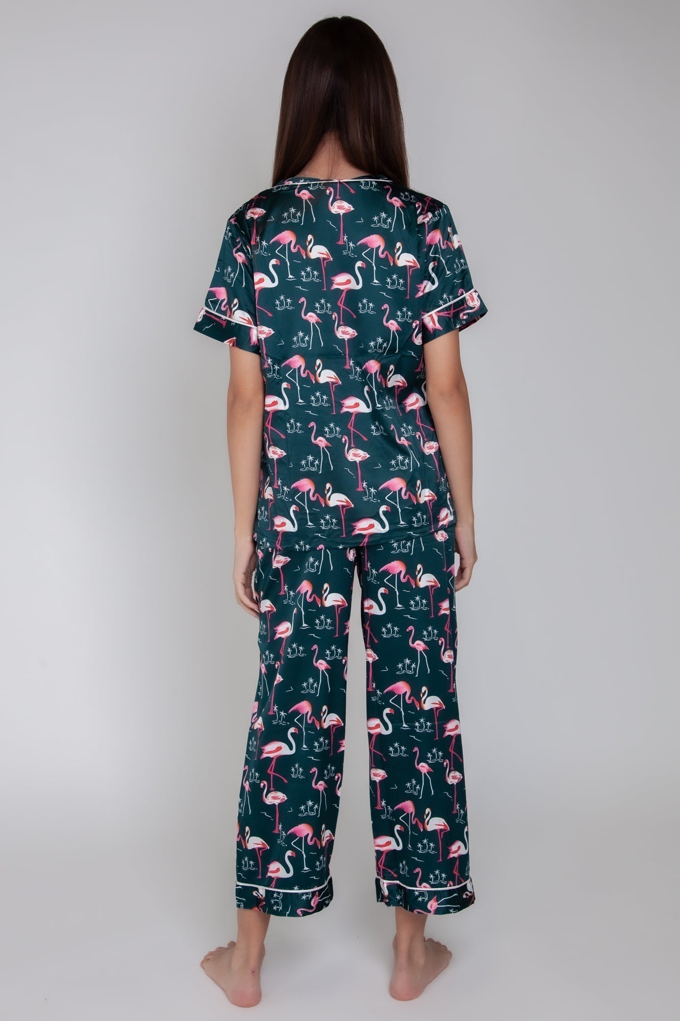 Pigiama donna in raso con fenicotteri gigilovers