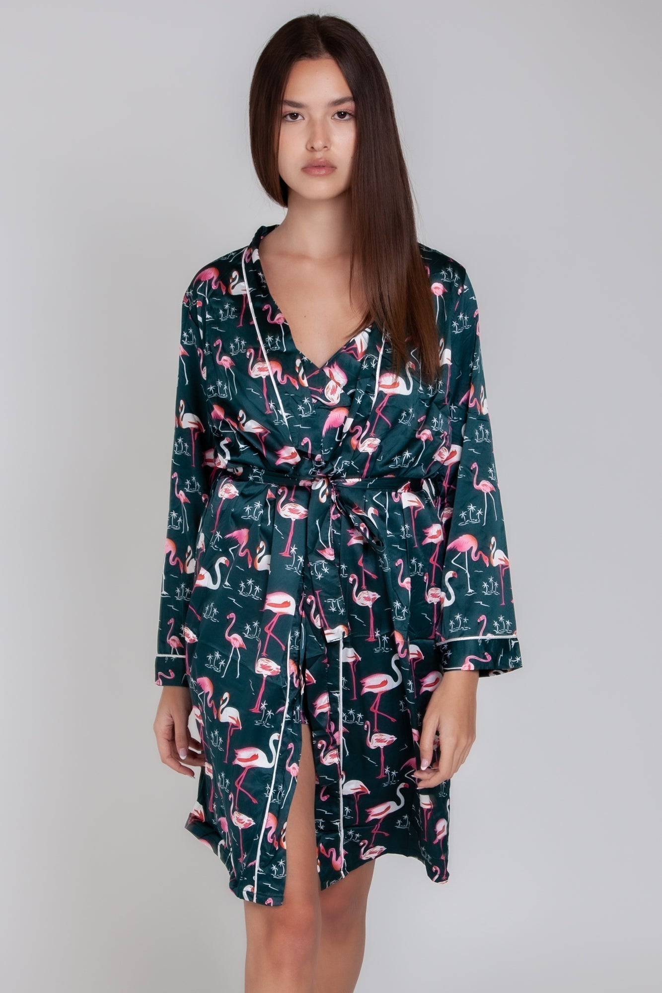 Pigiama donna in raso con fenicotteri gigilovers