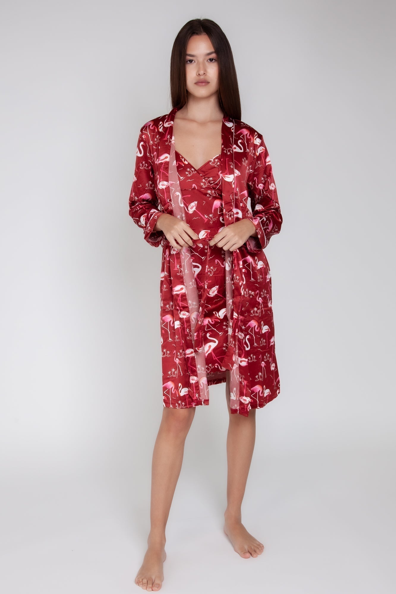 Pigiama donna in raso con fenicotteri gigilovers