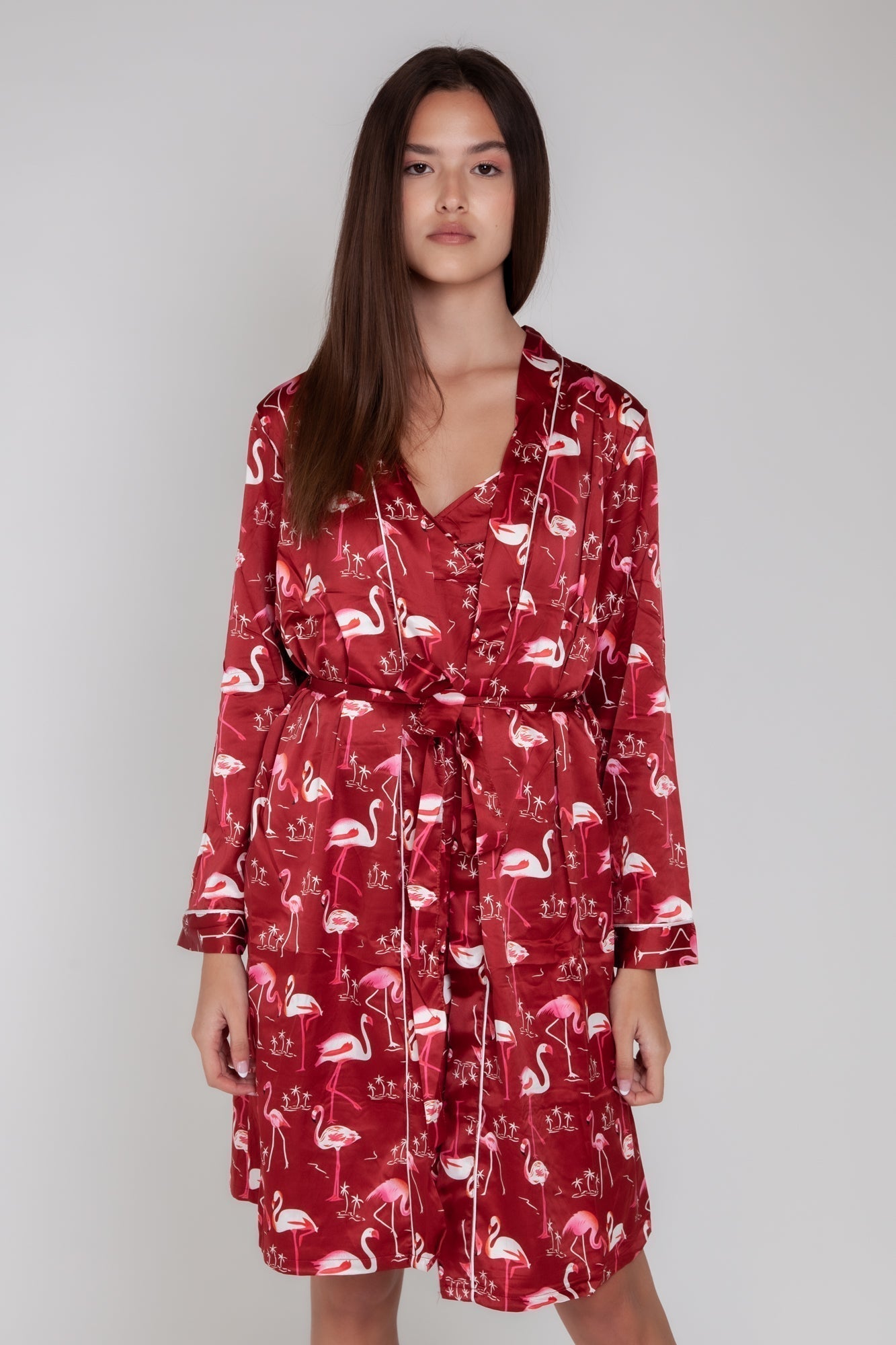 Pigiama donna in raso con fenicotteri gigilovers