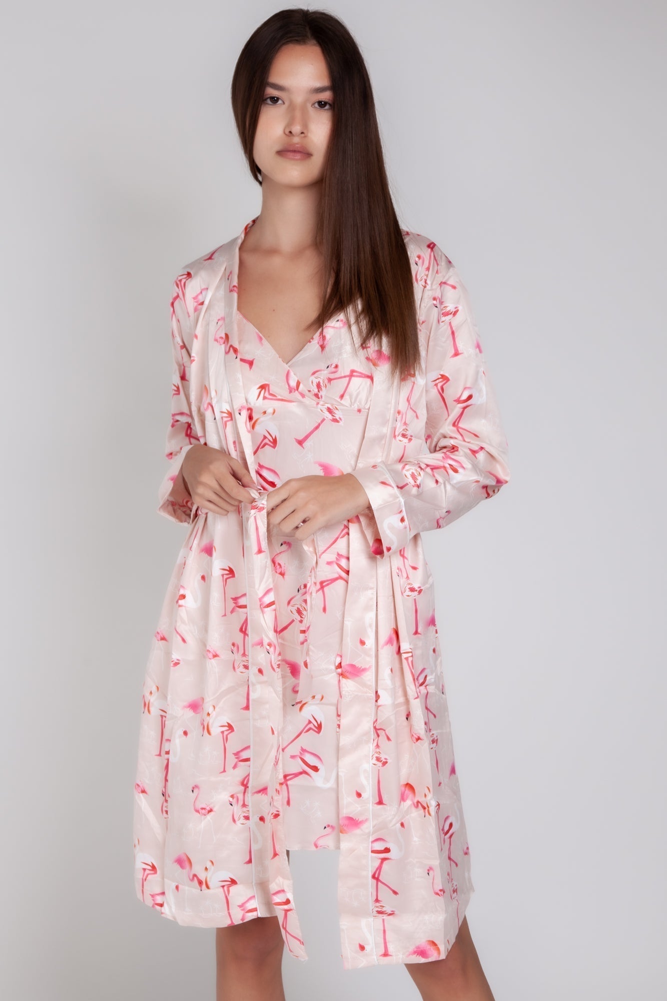 Pigiama donna in raso con fenicotteri gigilovers