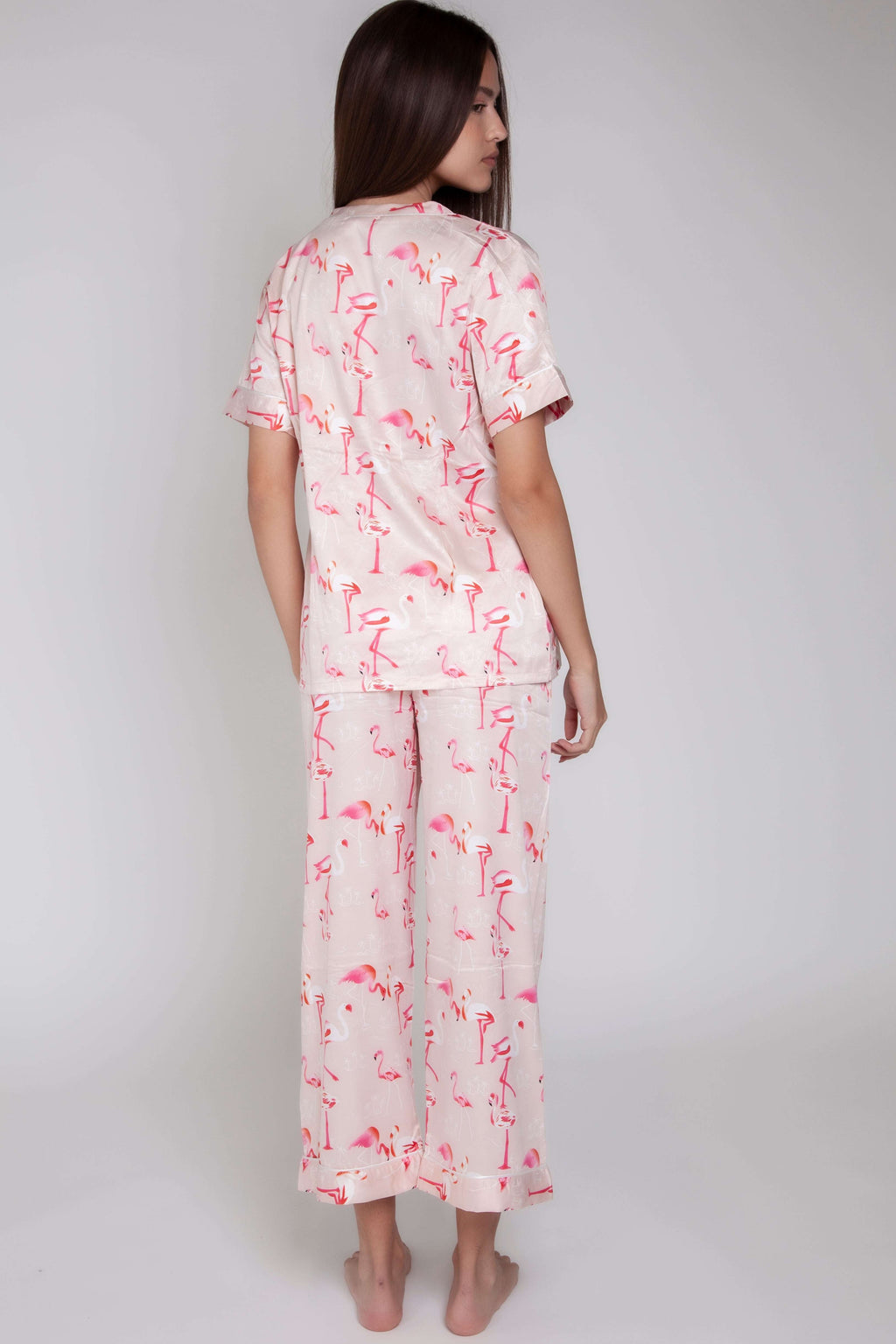 Pigiama donna in raso con fenicotteri gigilovers