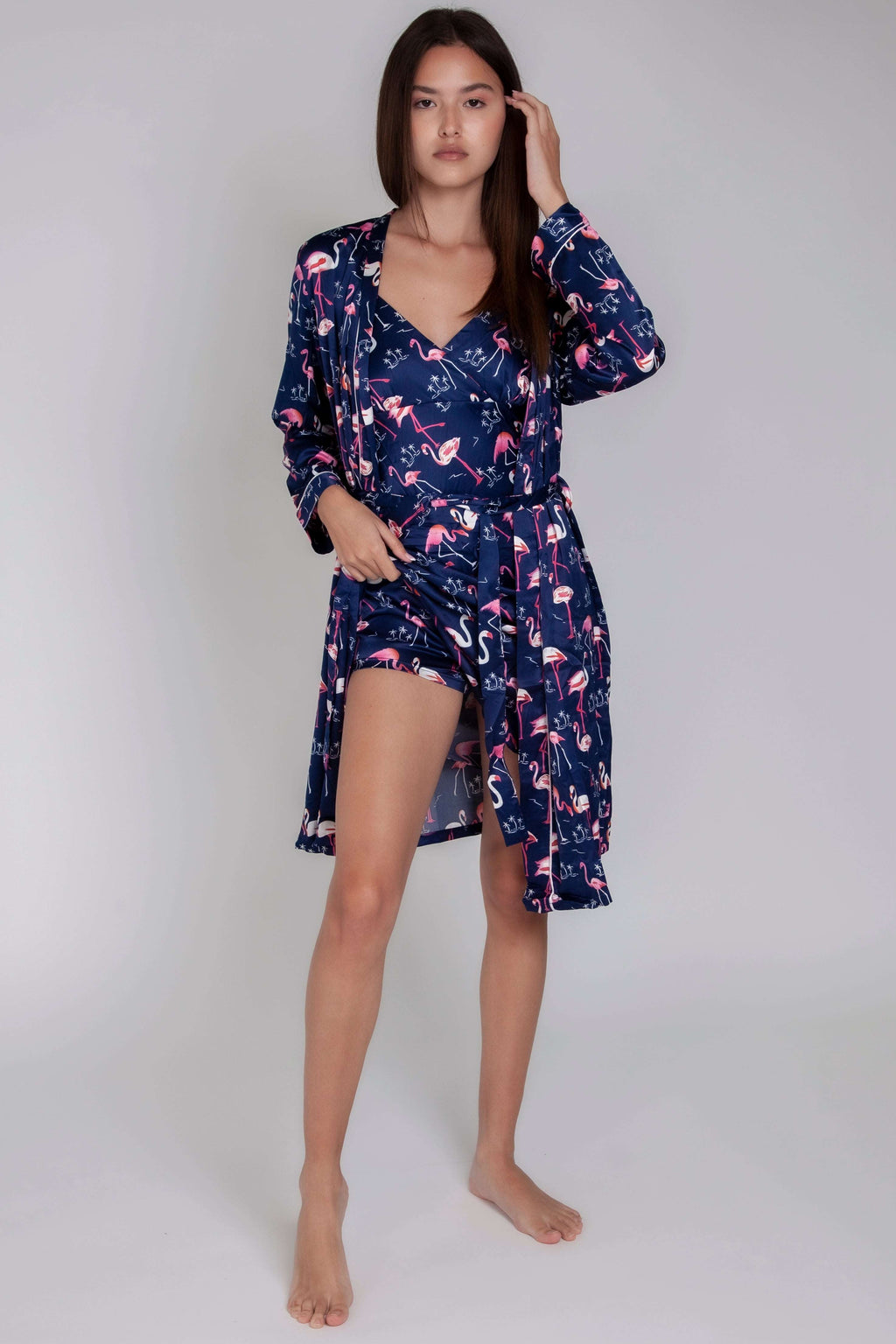 Pigiama donna in raso con fenicotteri gigilovers