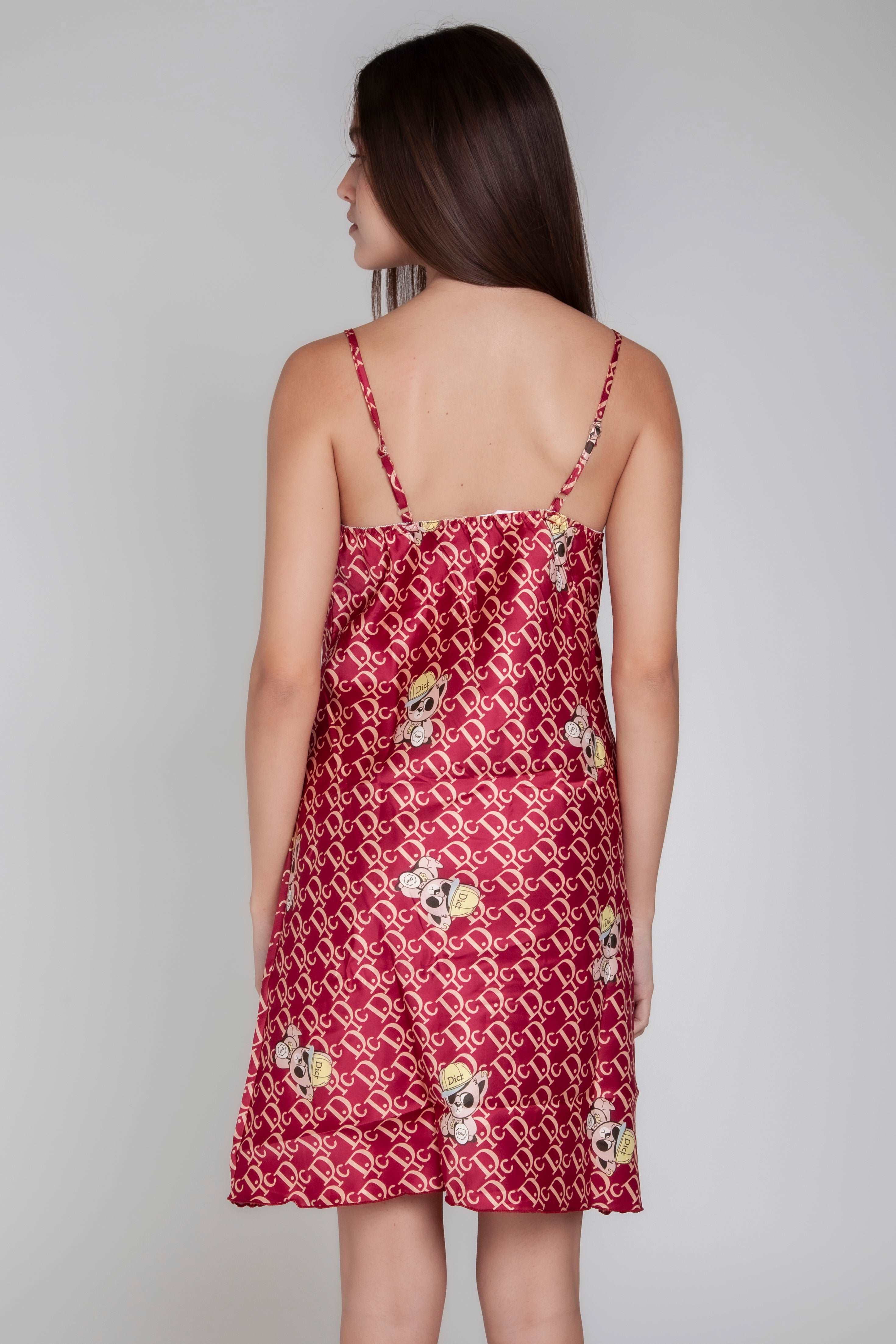 Pigiama donna in raso con pupazzi e lettere gigilovers