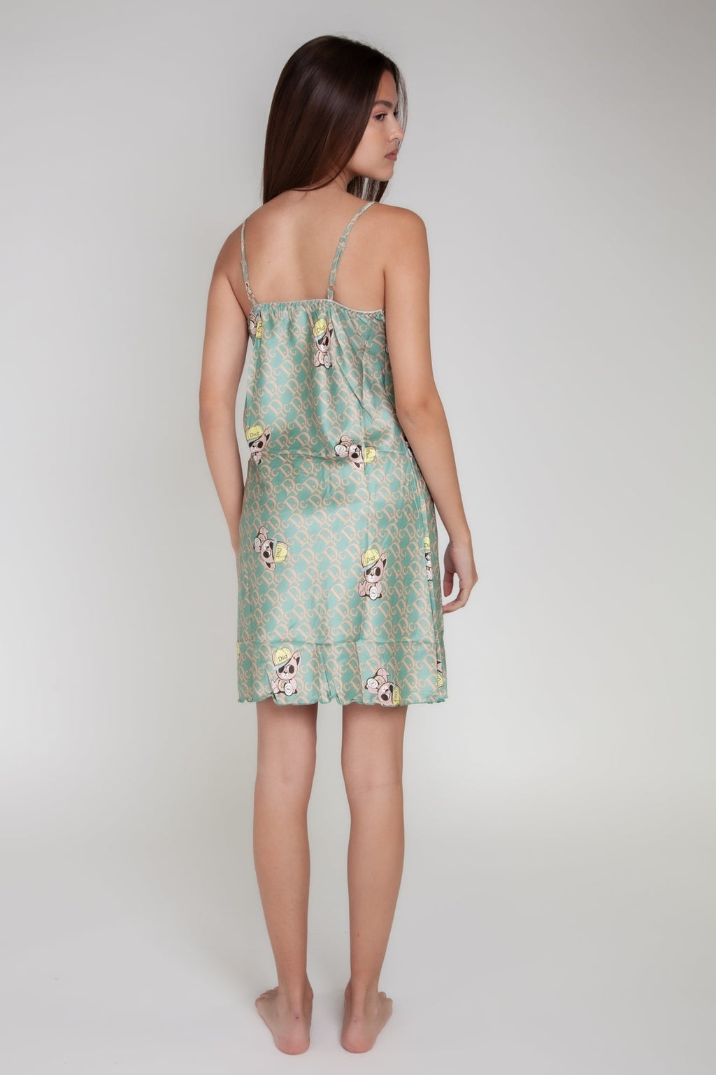 Pigiama donna in raso con pupazzi e lettere gigilovers