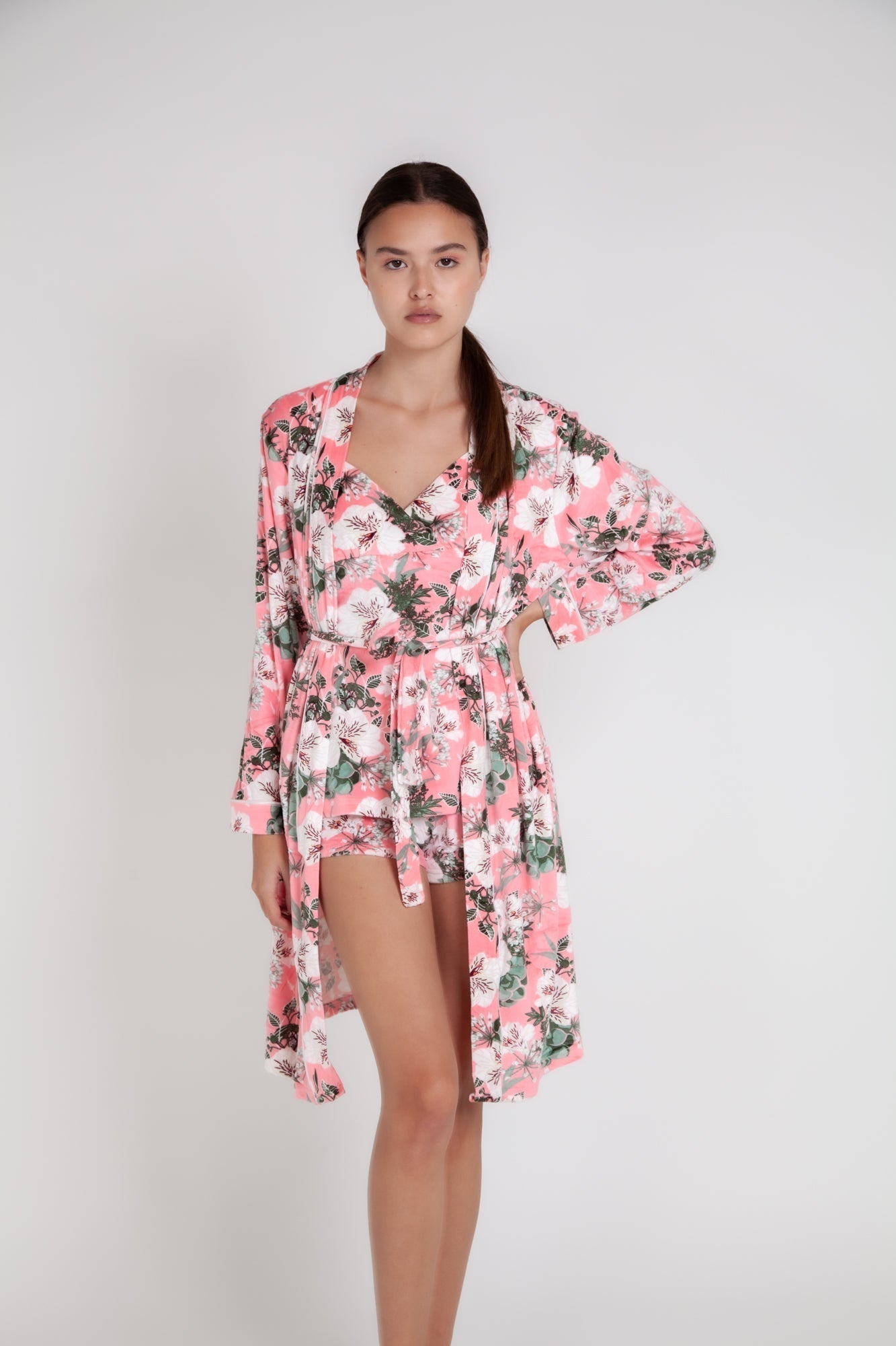 Pigiama donna invernale in ciniglia a fiori gigilovers