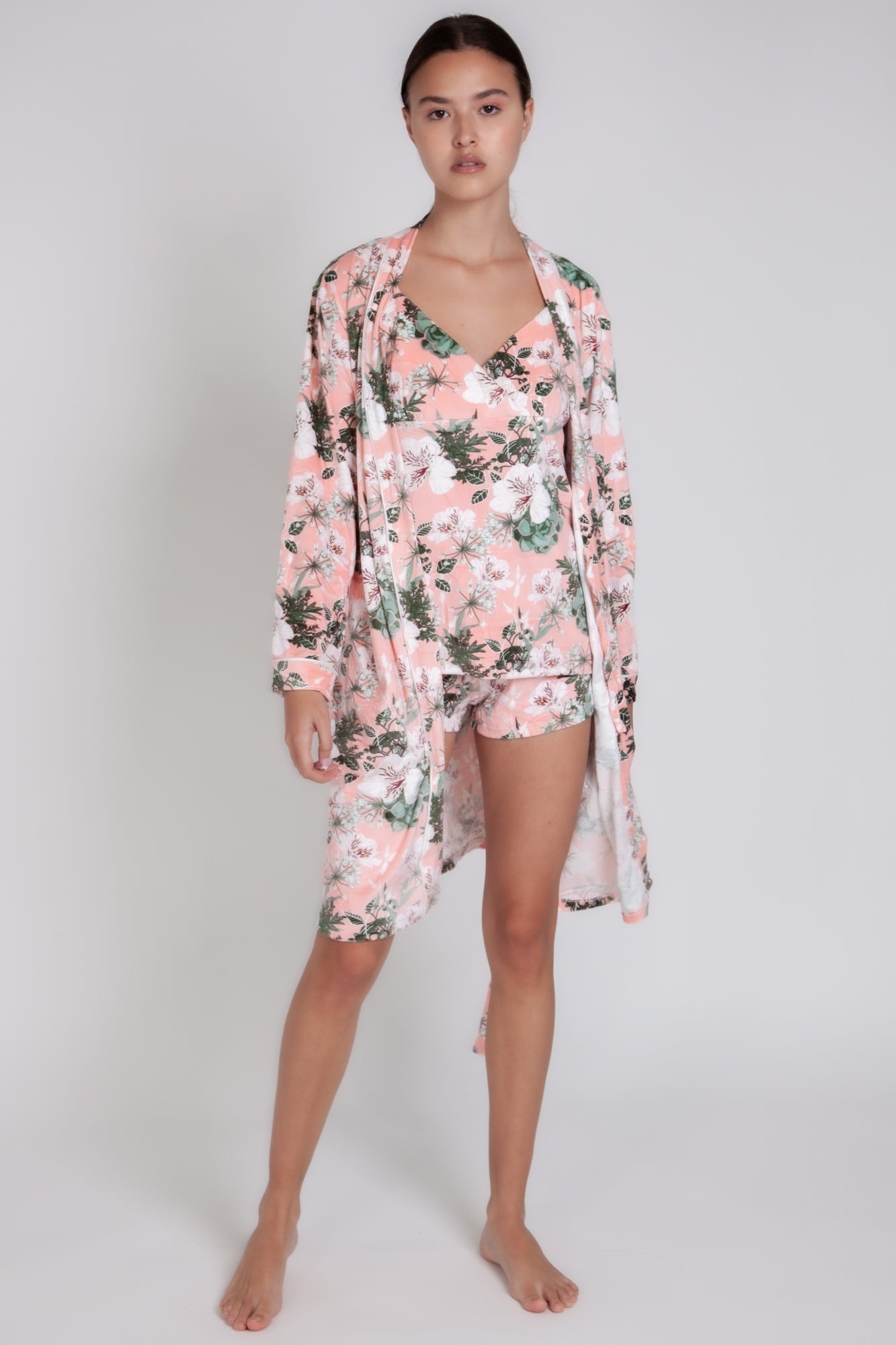 Pigiama donna invernale in ciniglia a fiori gigilovers